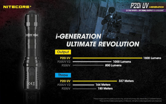 NiteCore LED UV IP68 с Максимална Яркост 1800лм Precise P20i Черен