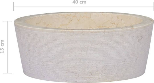 vidaXL Aufgesetztes Waschbecken Stein 40x40x15cm Beige