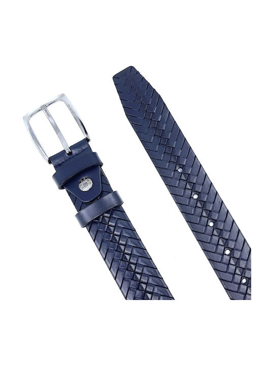 Legend Accessories Men's Knitted Leather Belt Blue