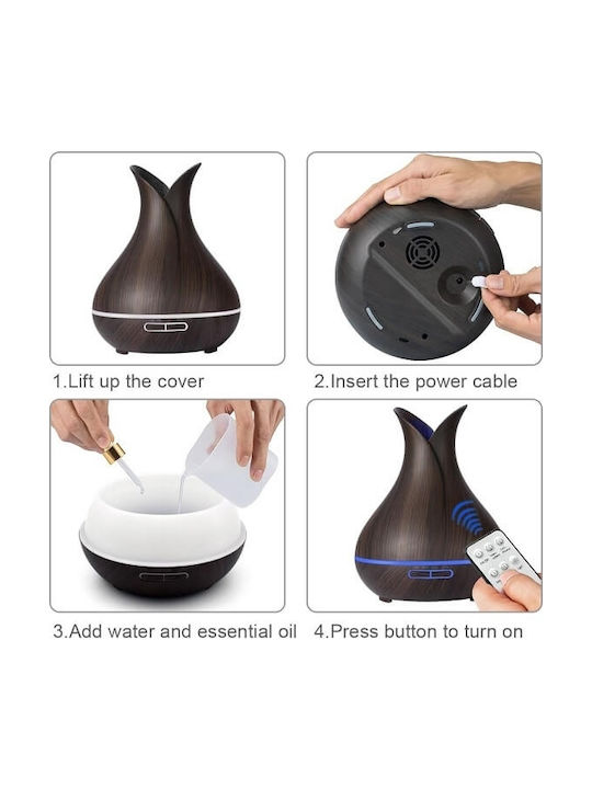 Led Ultrasonic Aromatherapy Diffuser with Remote Control Brown H6BDRC