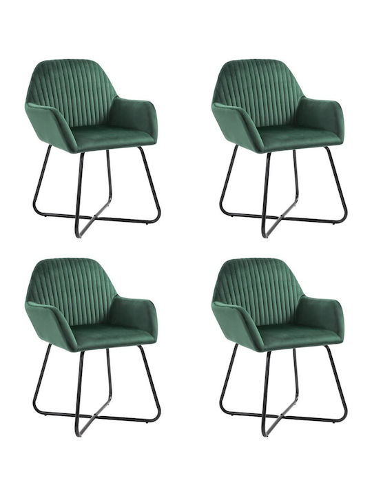 Dining Room Velvet Armchair Green 61x61x84cm 4pcs