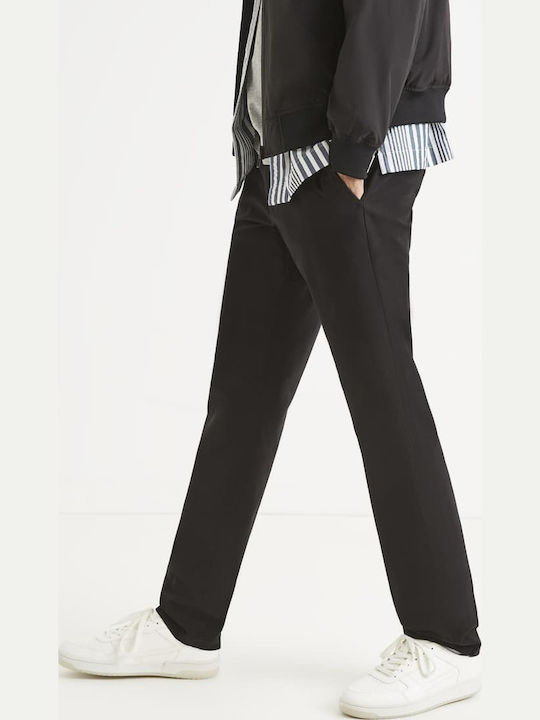 Tocharles Pantaloni Chino Elastic cu Croială Slim Negru