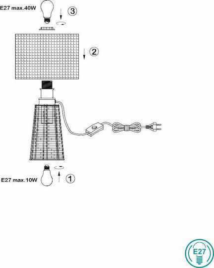 Trio Lighting Straw Vintage Πορτατίφ για Ντουί E27 με Μπεζ Καπέλο και Καφέ Βάση