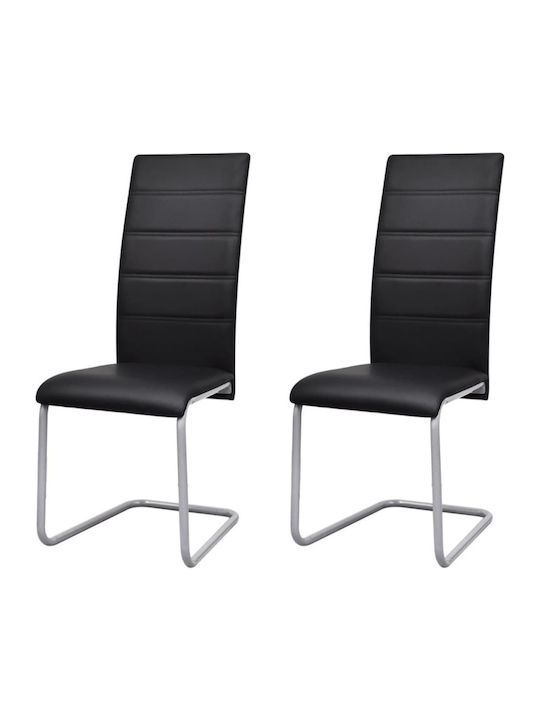 Dining Room Artificial Leather Chair Black 41x52.5x102.5cm 2pcs