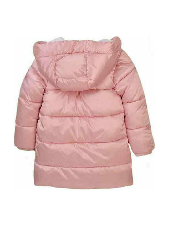 Minoti Kids Quilted Jacket Long Hooded Pink