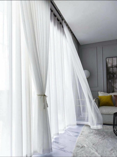 My Home Luxury Curtain With Grommets Island White 280x270cm