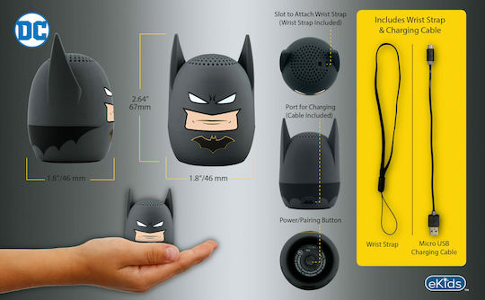eKids Batman Ηχείο Bluetooth Γκρι