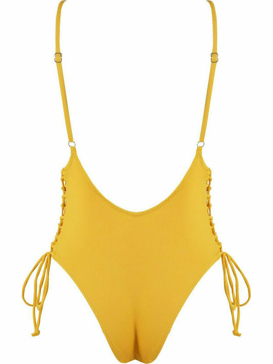 G Secret One-Piece Swimsuit with Padding & Open Back Yellow