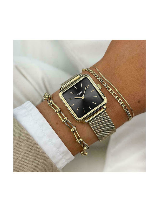 Cluse La Tetragone Watch with Gold Metal Bracelet