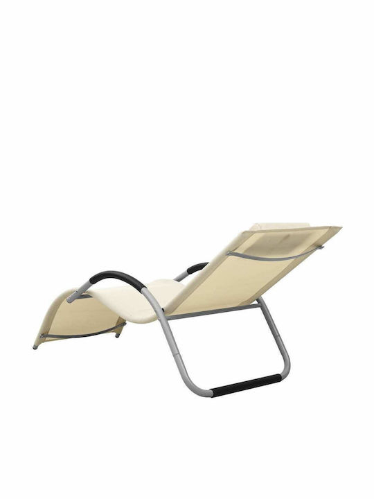 Deckchair Aluminum with Textilene Fabric Grey / Cream 159x62x67cm.