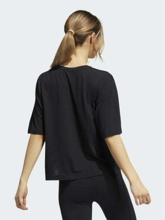 Adidas Camp Graphic Universal Women's Athletic Cotton Blouse Short Sleeve Black