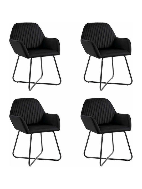 Dining Room Velvet Armchair Black 61x61x84cm 4pcs