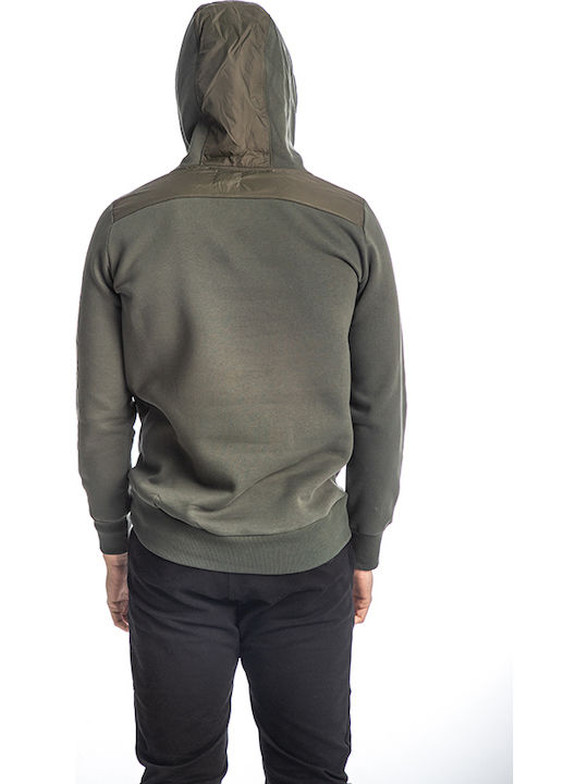 Paco & Co Herren Sweatshirt mit Kapuze und Taschen Khaki