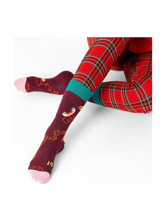 Happy Socks Stay in Touch Patterned Socks Burgundy