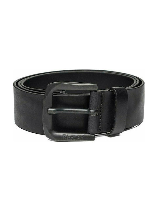 Replay Men's Leather Wide Belt Black