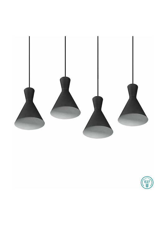 Trio Lighting Enzo Μοντέρνο Κρεμαστό Φωτιστικό Πολύφωτο για 4 Λαμπτήρες E14 σε Μαύρο Χρώμα