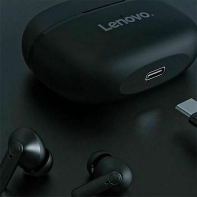 Lenovo HT05 In-ear Bluetooth Handsfree Ακουστικά με Θήκη Φόρτισης Μαύρα