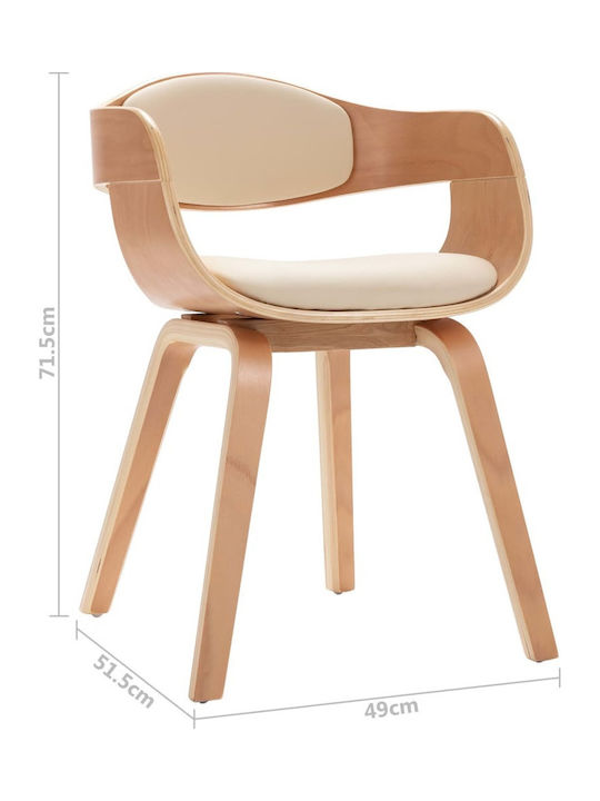 Dining Room Artificial Leather Armchair Coffee / Cream 49x51.5x71.5cm 2pcs