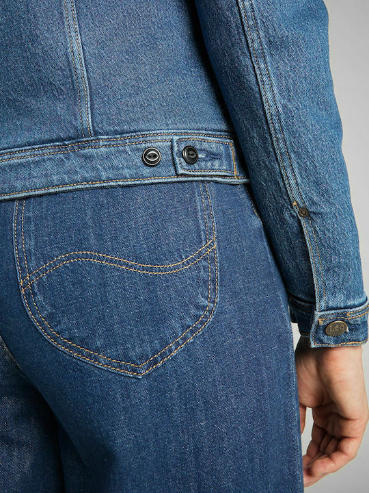 Sherpa Rider Scurtă Jachetă de femei din denim Albastru