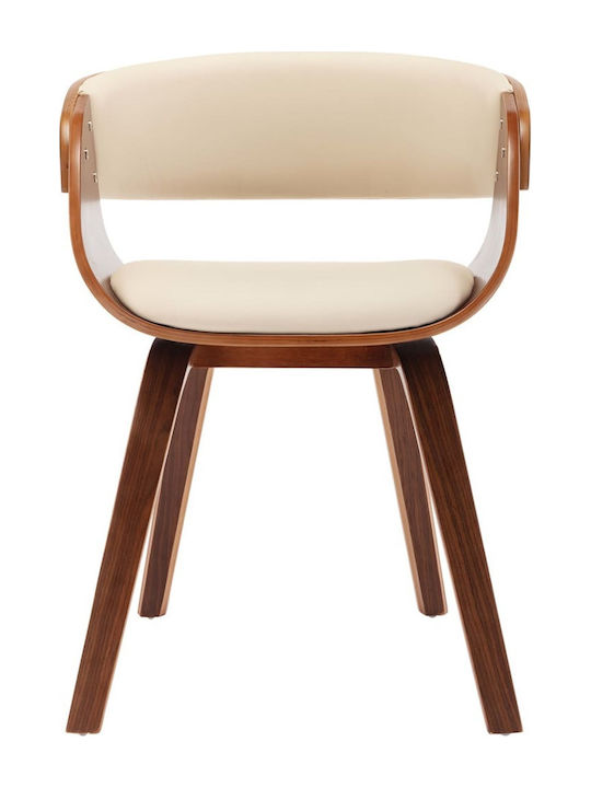 Dining Room Artificial Leather Armchair Cream / Brown 53x52x70cm 2pcs