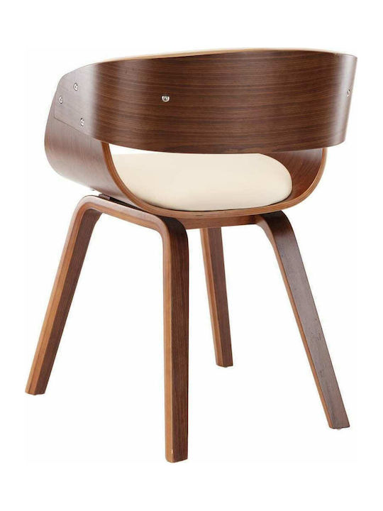 Dining Room Artificial Leather Armchair Cream / Brown 53x52x70cm 2pcs