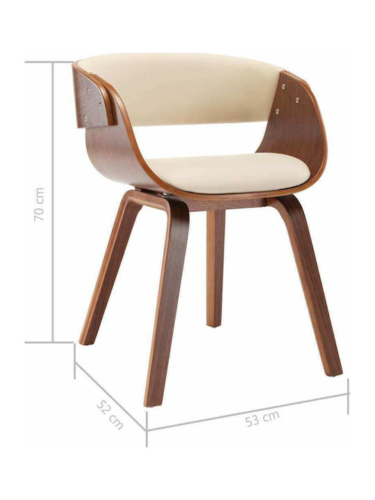 Dining Room Artificial Leather Armchair Cream / Brown 53x52x70cm 2pcs
