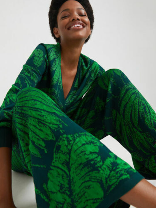 Danubio Women's High-waisted Fabric Trousers with Elastic Green