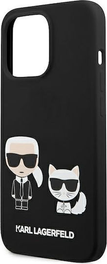 Karl Lagerfeld Karl & Choupette Umschlag Rückseite Silikon Schwarz (iPhone 13 Pro)