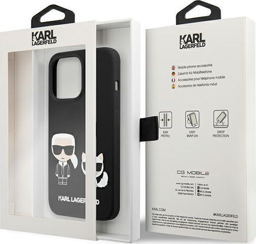 Karl Lagerfeld Karl & Choupette Umschlag Rückseite Silikon Schwarz (iPhone 13 Pro)