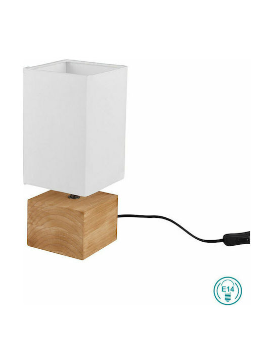 Trio Lighting Wood Table Lamp for Socket E14 with White Shade and Beige Base