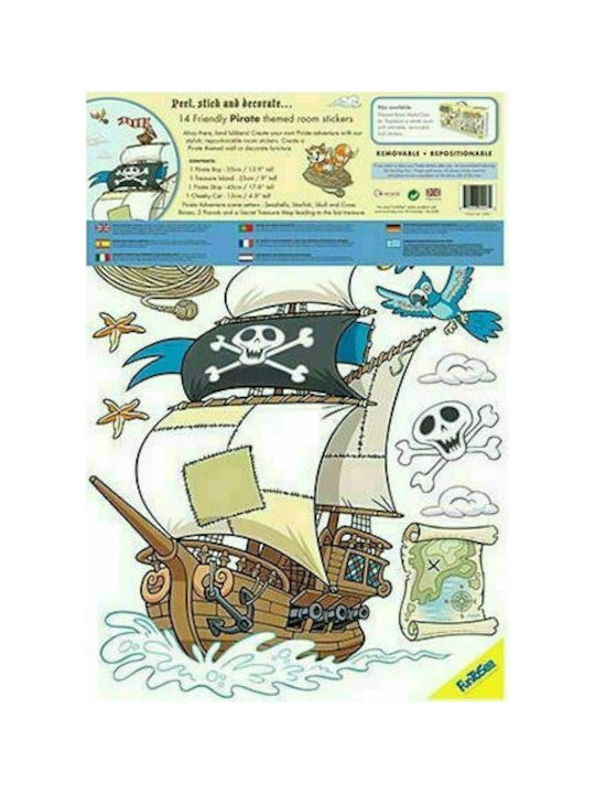 OIKOPEN Детска стикерна за стена Стена Pirate 14бр