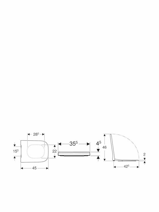 Geberit Smyle Square Καπάκι Λεκάνης Slim Soft Close Πλαστικό 45x36.5cm Λευκό