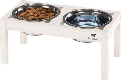 Ferplast Edelstahl Schalen Futter & Wasser für Hunde Weiß mit Basis 2x1700ml 70010354