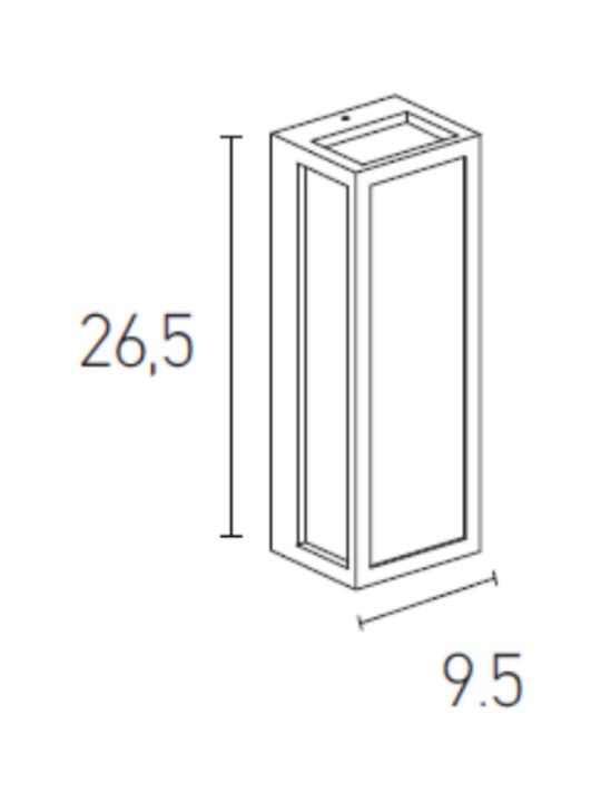 Zambelis Lights Wandmontierte Außen-Deckenleuchte LED E27 IP65 15W 9x9.5x26.5εκ.