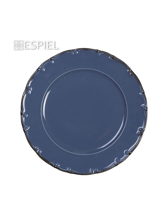 Espiel Liana Plate Shallow Porcelain Blue with Diameter 27cm 1pcs