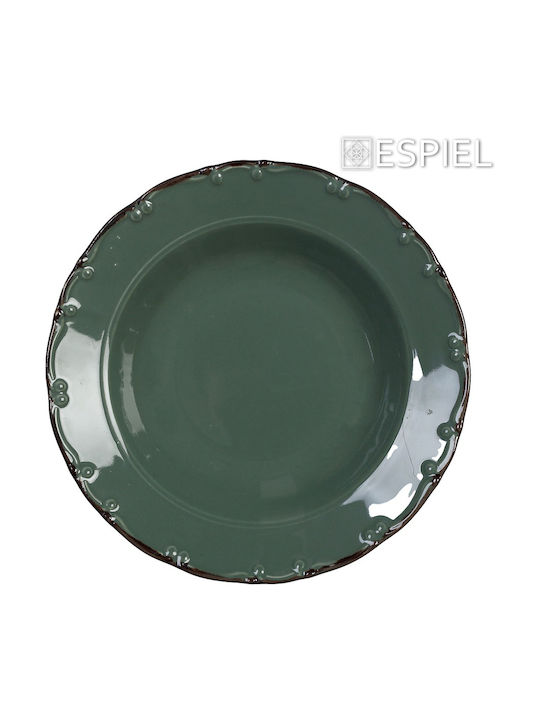 Espiel Liana Plate Soup Plates Porcelain Green with Diameter 23cm 1pcs