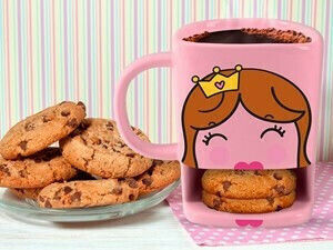 Total Gift Princess Biscuit Becher Keramik Rosa 250ml