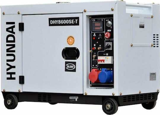 Hyundai DHY8500SE-T Silent Generator Petroleum Four-stroke with Handle and Maximum Power 8kVA