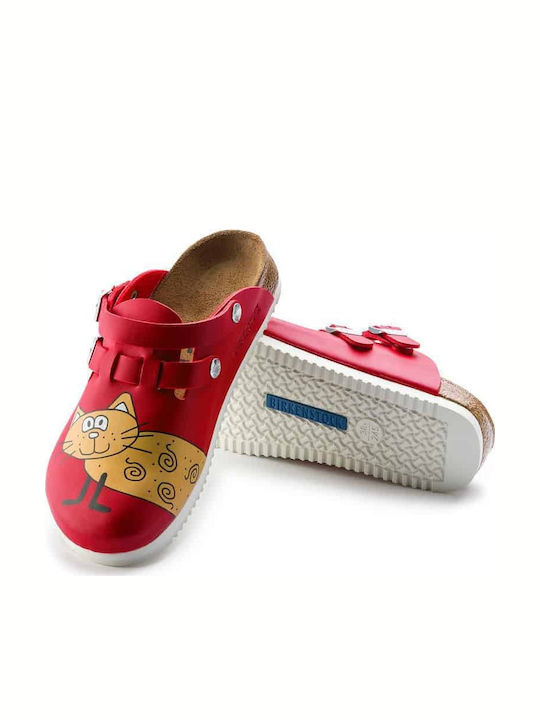 Birkenstock Kay SL Professional Γυναικεία Δερμάτινα Ανατομικά Σαμπό Κόκκινα 0582516
