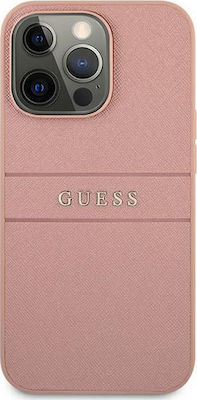 Guess Saffiano Stripe Umschlag Rückseite Kunststoff Rosa (iPhone 13 Pro Max) GUHCP13XPSASBPI