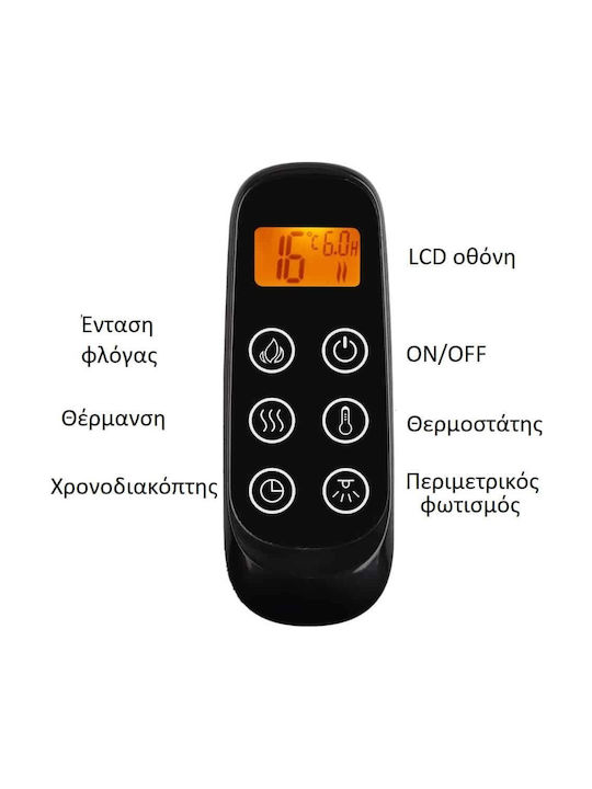 Richen Ektoras De podea Șemineu electric 2000W 101x88.3cm Negru