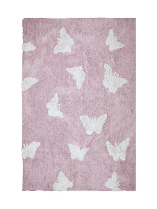 Klonaras 8884 Παιδικό Χαλί Πεταλούδες Ροζ 160x230cm Πάχους 12mm