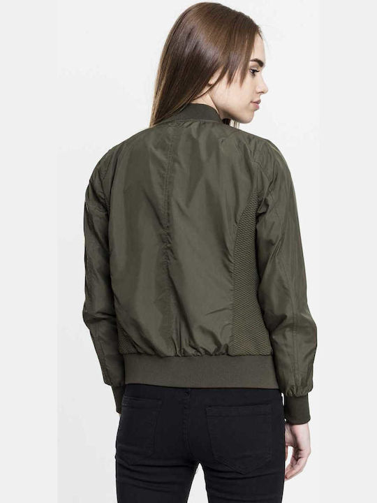 Urban Classics TB1217 Women's Short Bomber Jacket for Spring or Autumn Dark Olive