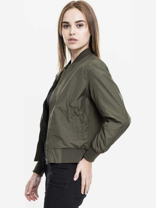 Kurz Damen Bomberjacke Dark Olive