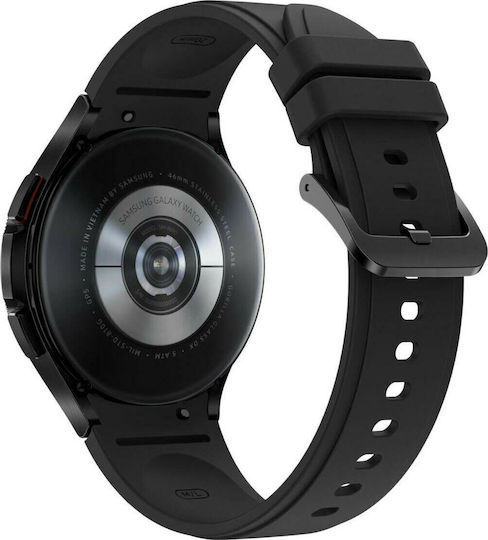Samsung Galaxy Watch4 Classic 4G Stainless Steel 46mm Αδιάβροχο με eSIM και Παλμογράφο (Black)
