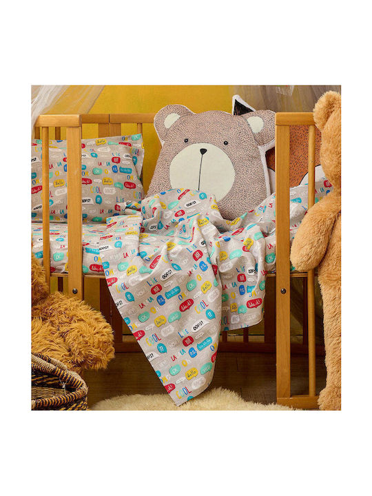 Cokitex Baby Text Baby Sheets Set Crib Cotton Multicolored 120x160cm 3pcs