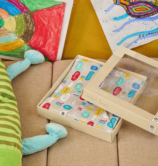 Cokitex Baby Text Baby Sheets Set Crib Cotton Multicolored 120x160cm 3pcs