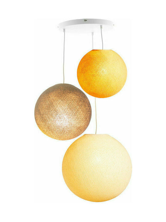 Pendant Light Three-Light Ball for Socket E27 Beige