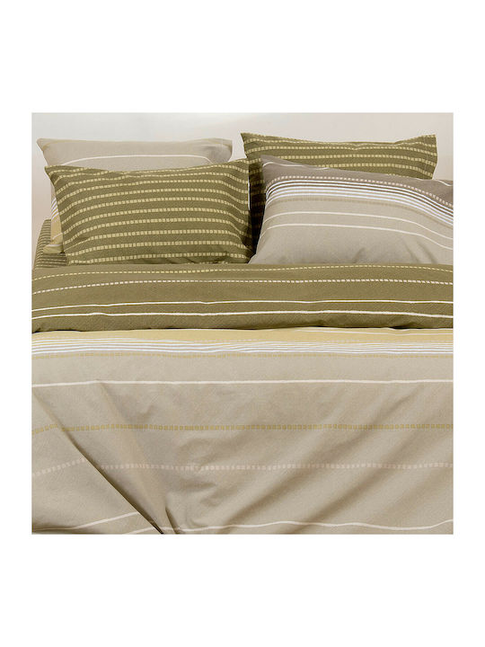 Melinen Sheet Sets Single with Elastic 100x200+32cm. Love Locks Olive 3pcs