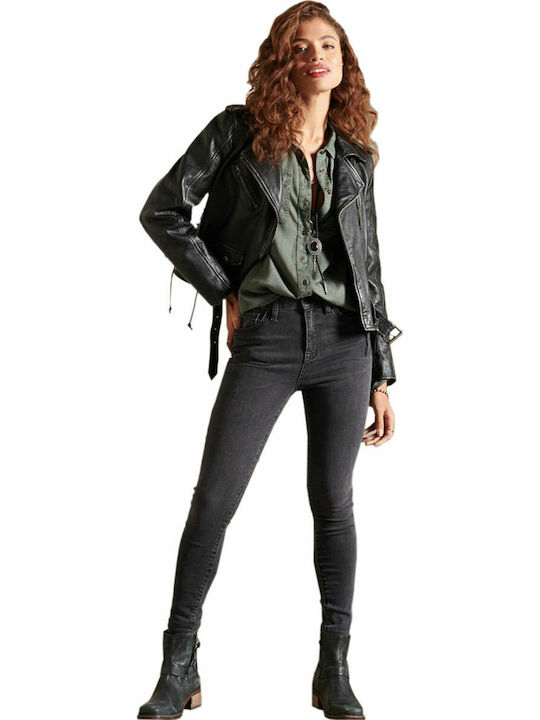 High Waist Women's Jean Trousers in Skinny Fit Wolcott Black Stone